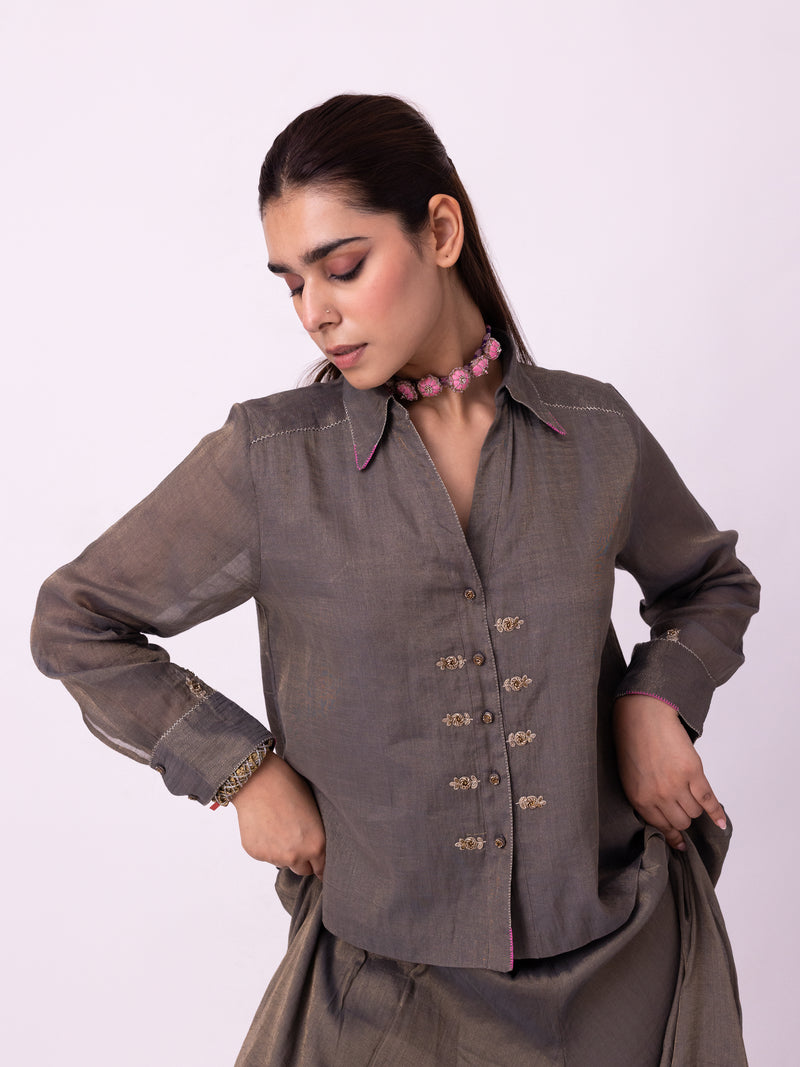 Asni Shirt tissue indo-western by Shades of India in blue for women Worldwide