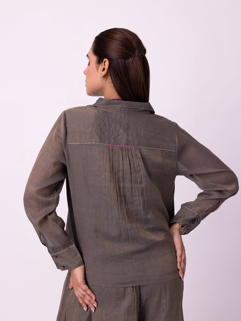 Asni Shirt tissue indo-western by Shades of India in blue for women Worldwide