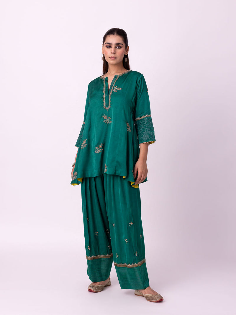 Reejh Short Kurta linen blend kurta/kurta set by Shades of India in green for women Worldwide