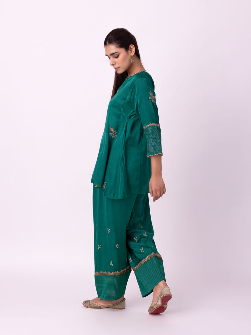 Reejh Short Kurta linen blend kurta/kurta set by Shades of India in green for women Worldwide