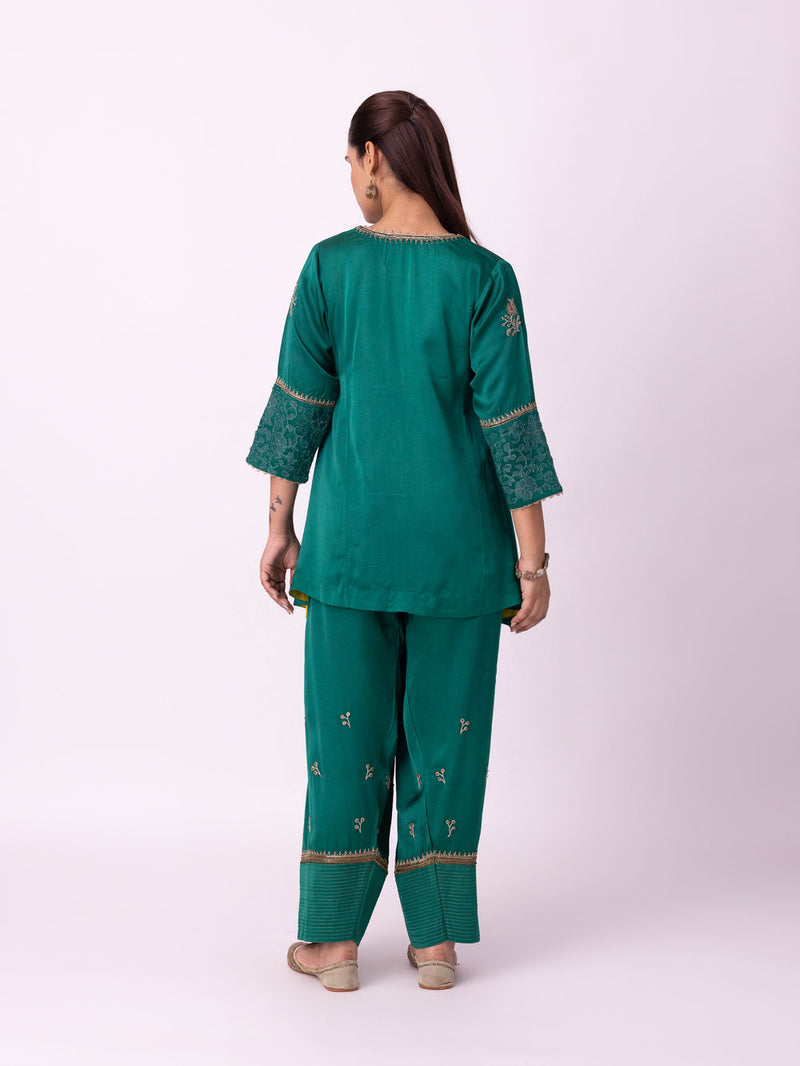 Reejh Short Kurta linen blend kurta/kurta set by Shades of India in green for women Worldwide