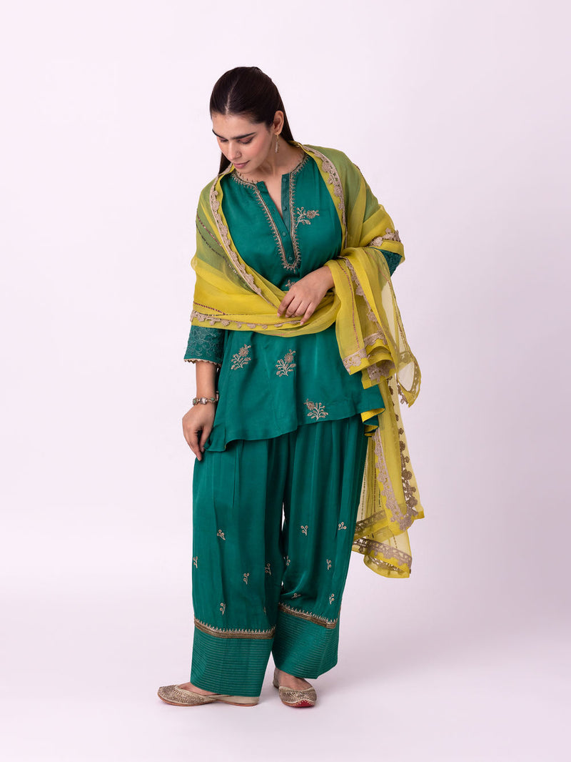 Reejh Short Kurta linen blend kurta/kurta set by Shades of India in green for women Worldwide