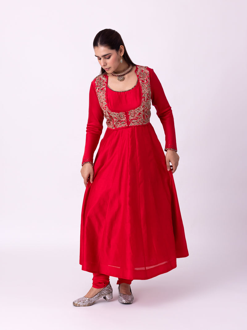 Kurpasa Kurta chanderi kurta/kurta set by Shades of India in red for women Worldwide