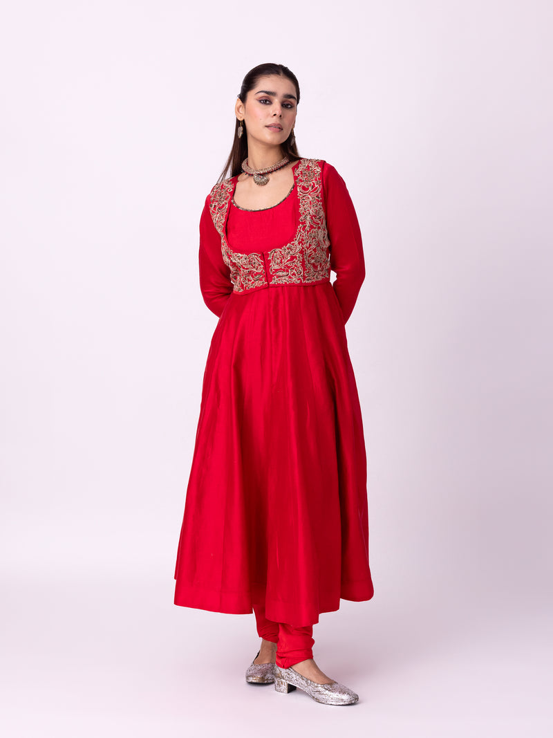 Kurpasa Kurta chanderi kurta/kurta set by Shades of India in red for women Worldwide
