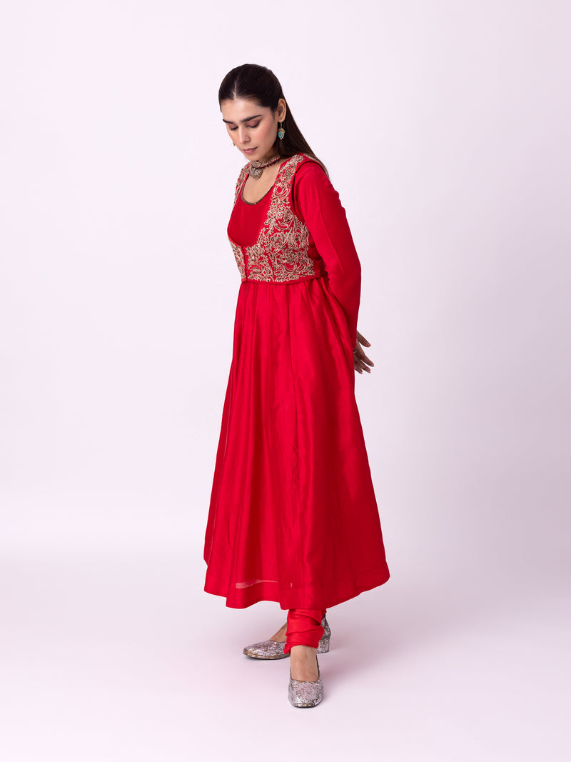Kurpasa Kurta chanderi kurta/kurta set by Shades of India in red for women Worldwide