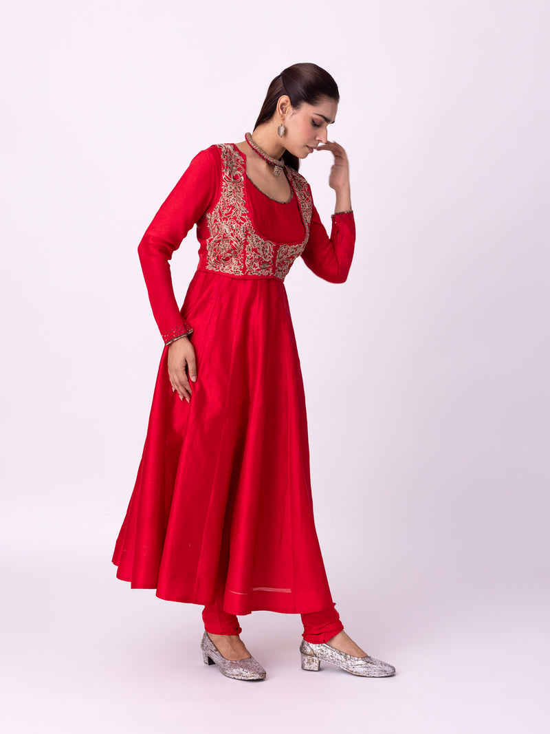 Kurpasa Kurta chanderi kurta/kurta set by Shades of India in red for women Worldwide