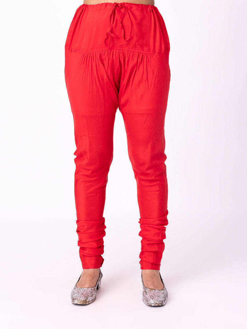 Chunat Churidaar silk pyjama/salwar by Shades of India in red for women Worldwide