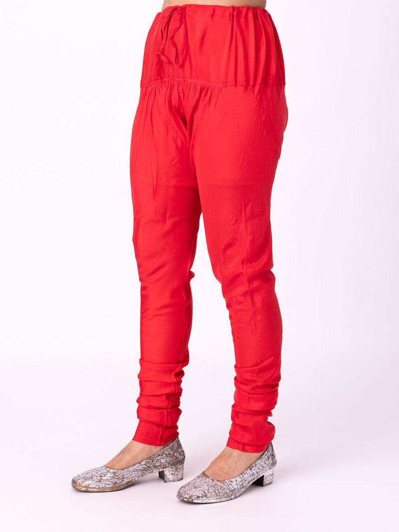 Chunat Churidaar silk pyjama/salwar by Shades of India in red for women Worldwide