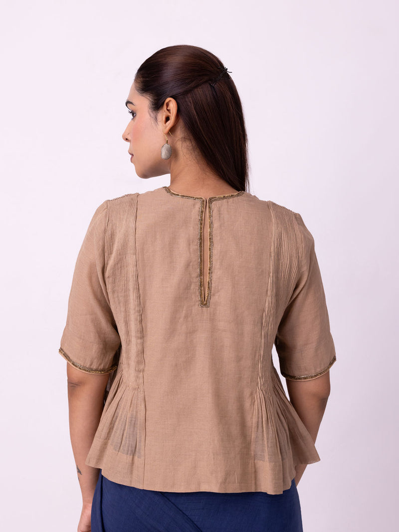 Moonlight Blouse-Gold tissue blouse by Shades of India in yellow for women Worldwide