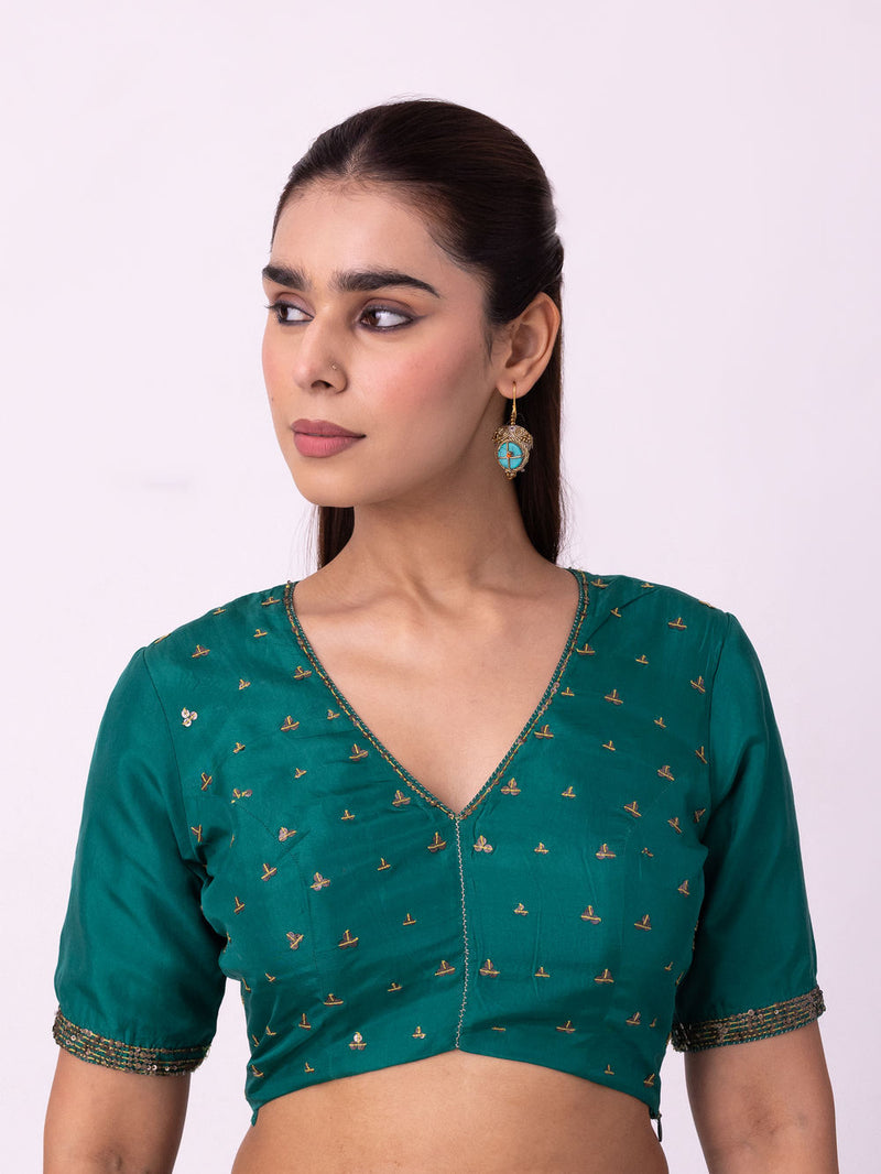 Maira Blouse silk blouse by Shades of India in green for women Worldwide