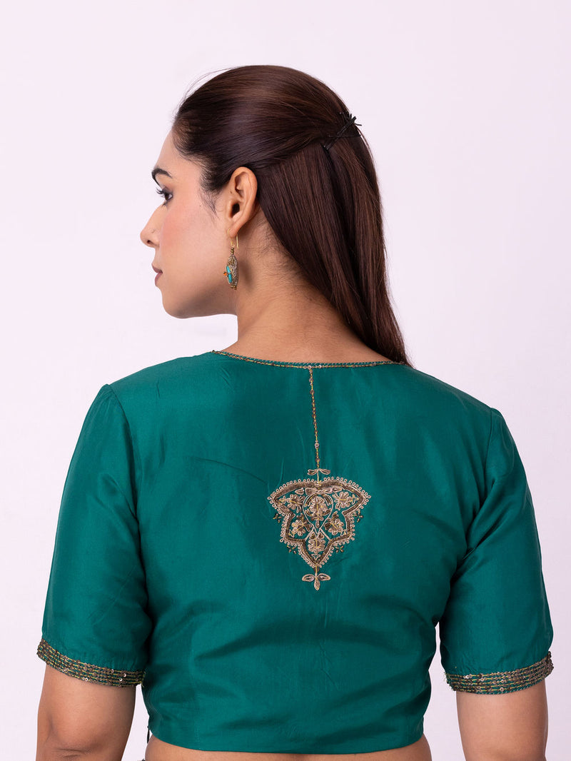 Maira Blouse silk blouse by Shades of India in green for women Worldwide