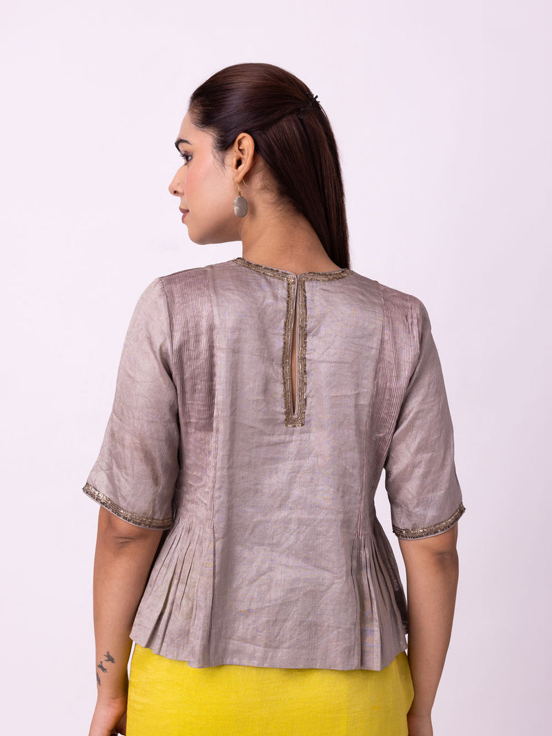 Aksa Blouse tissue blouse by Shades of India in grey for women Worldwide