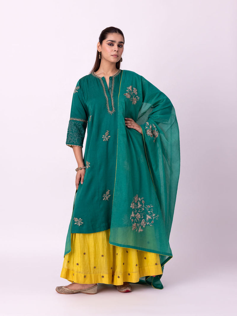 Baani Dupatta chanderi weave dupatta by Shades of India in green for women Worldwide