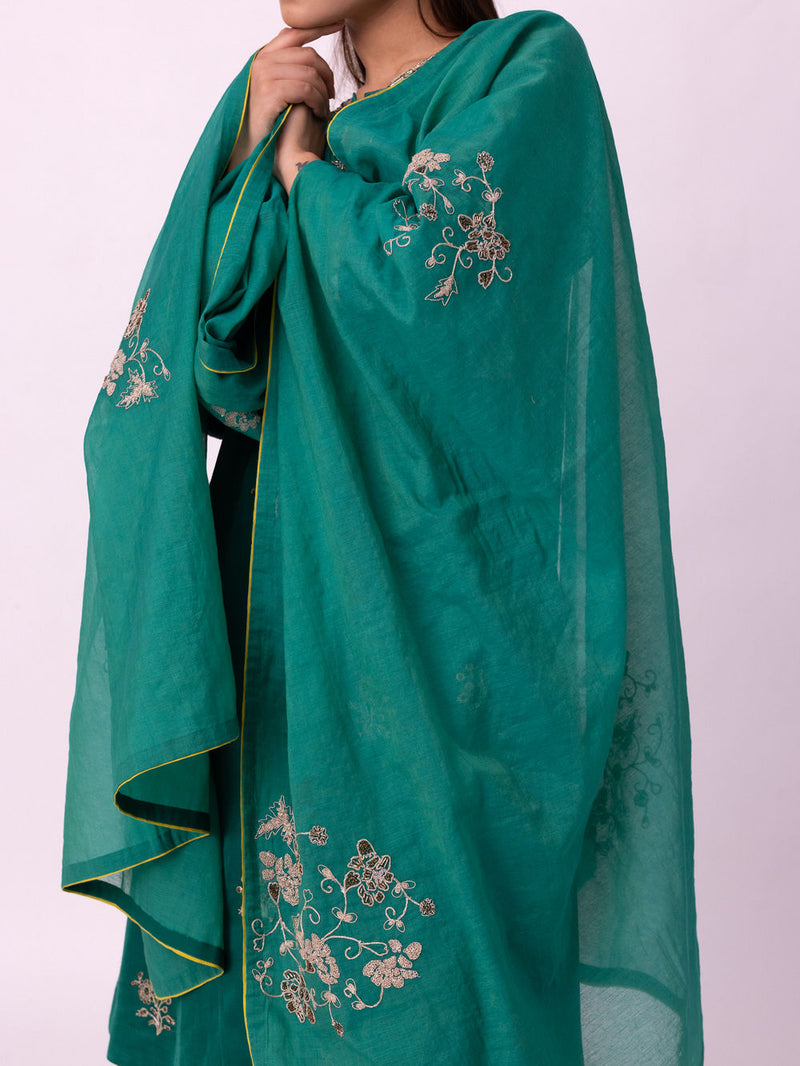 Baani Dupatta chanderi weave dupatta by Shades of India in green for women Worldwide
