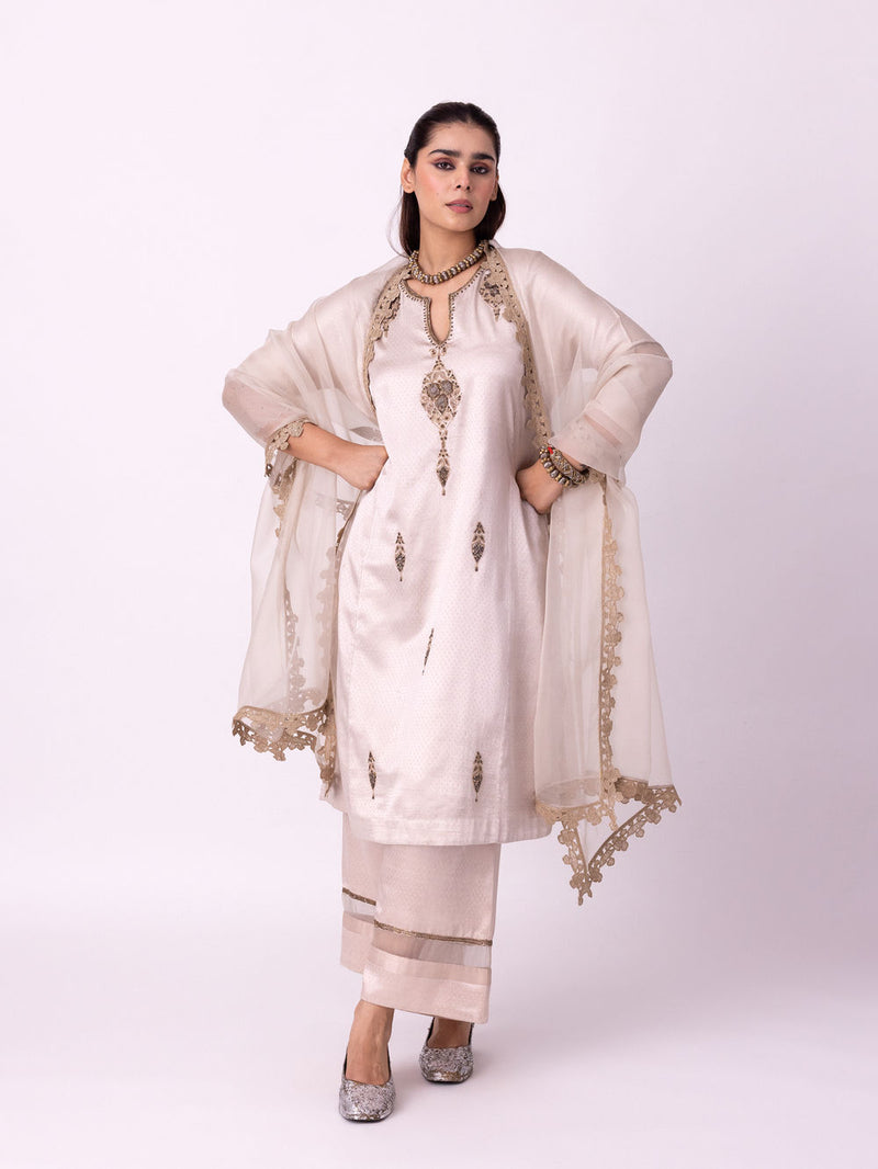 Kavan Dupatta organza dupatta by Shades of India in beige for women Worldwide