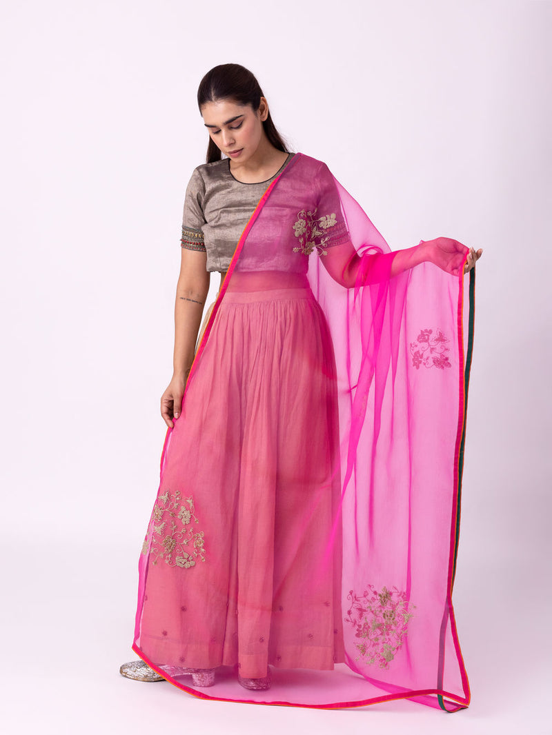 Baano Dupatta organza dupatta by Shades of India in rani pink for women Worldwide