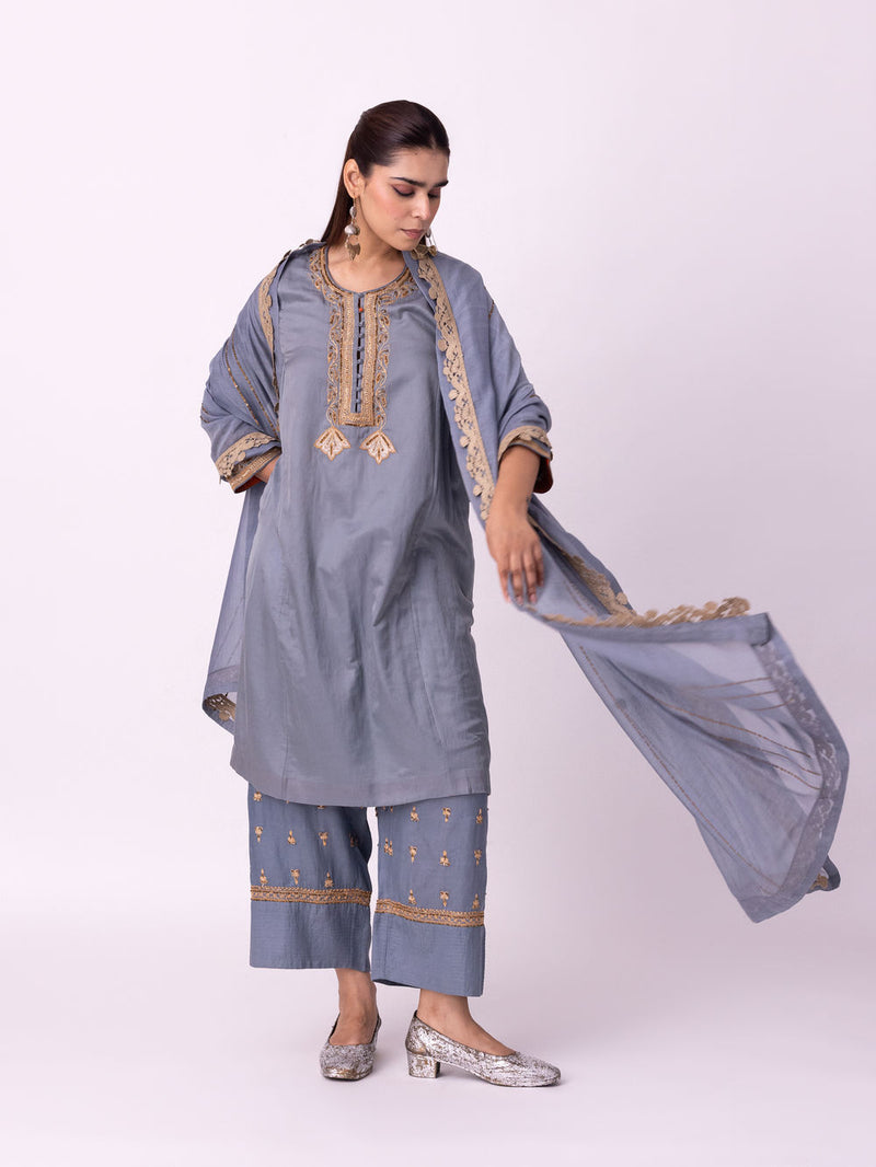Amaal Dupatta chanderi weave dupatta by Shades of India in blue for women Worldwide