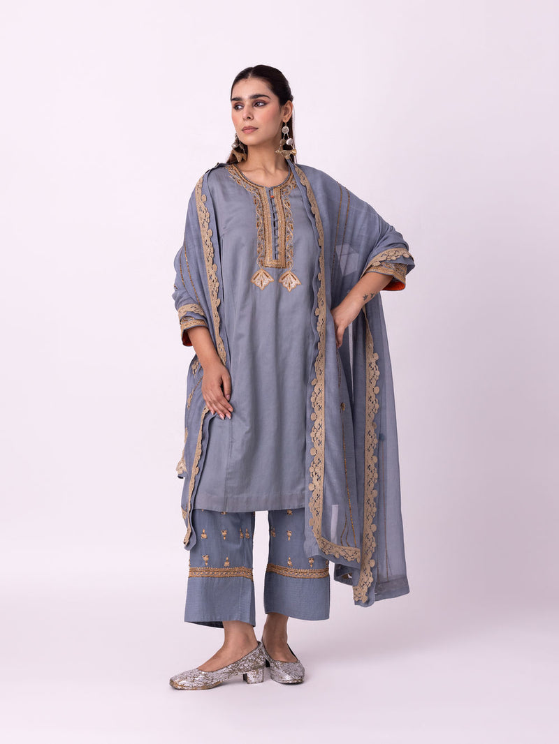 Amaal Dupatta chanderi weave dupatta by Shades of India in blue for women Worldwide