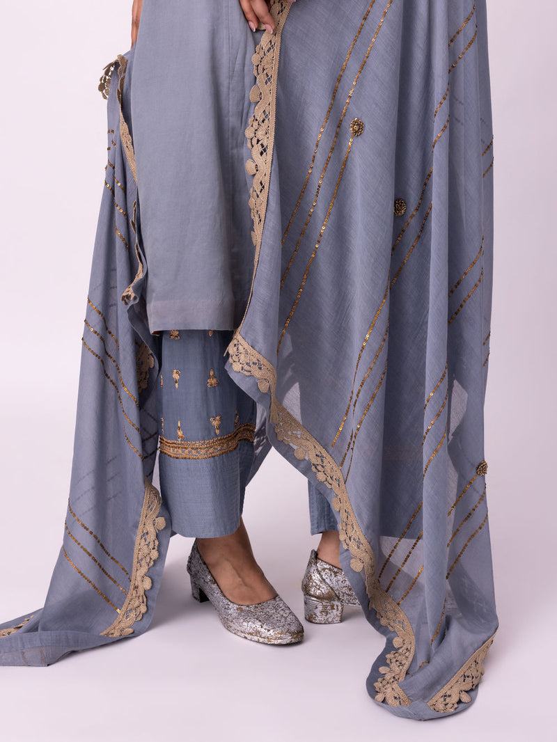 Amaal Dupatta chanderi weave dupatta by Shades of India in blue for women Worldwide