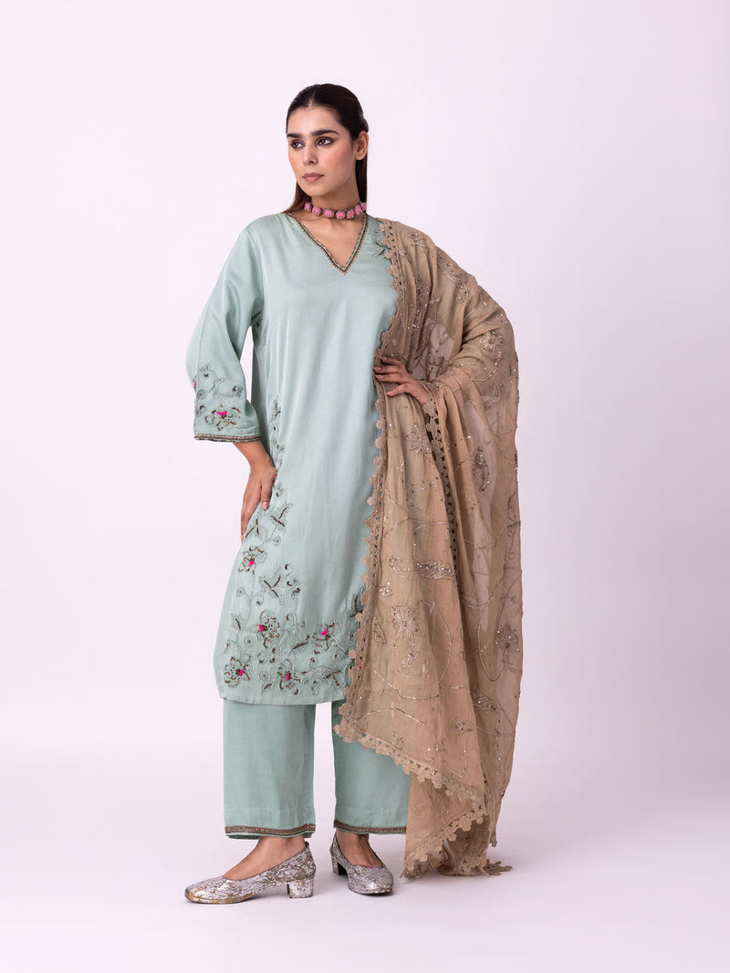 Zubi Dupatta tissue dupatta by Shades of India in grey for women Worldwide