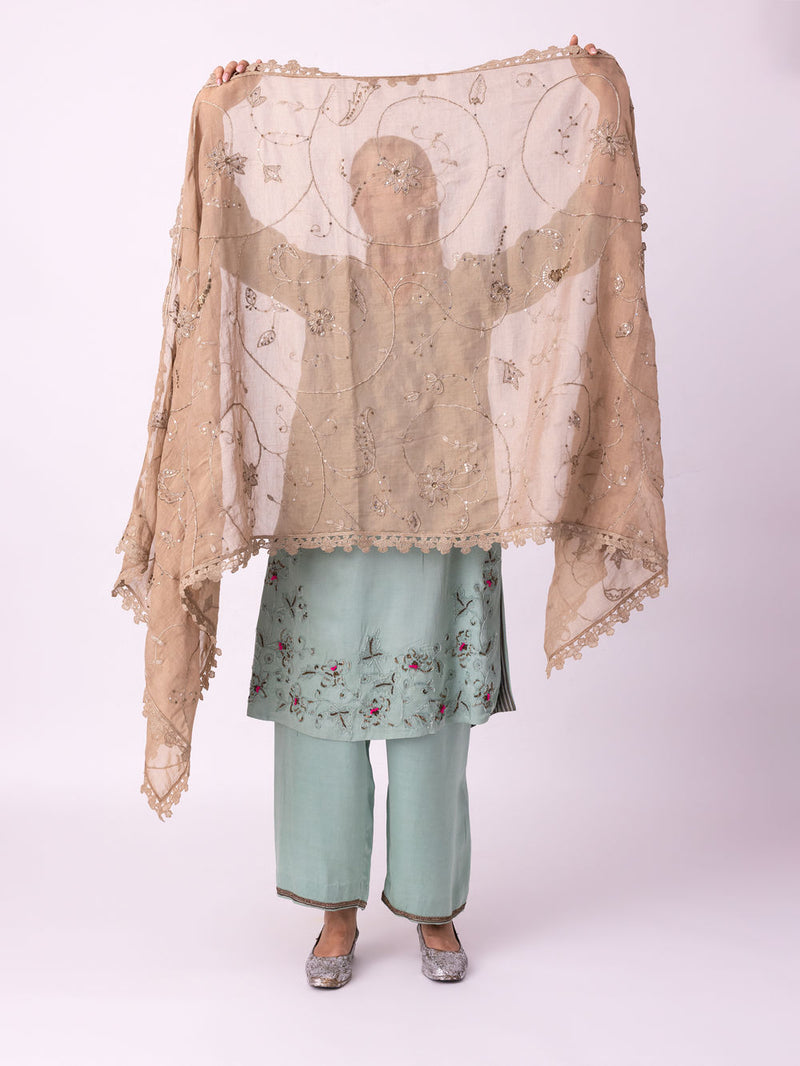 Zubi Dupatta tissue dupatta by Shades of India in grey for women Worldwide