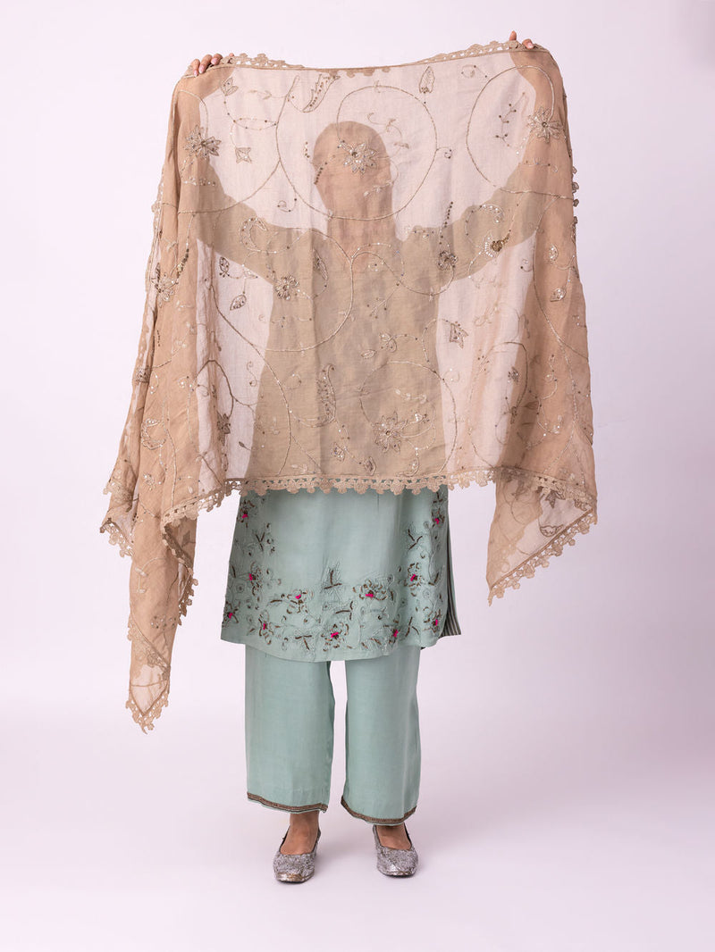 Zubi Dupatta tissue dupatta by Shades of India in grey for women Worldwide
