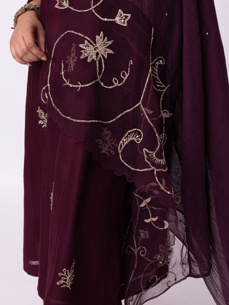 Jogi Dupatta chanderi weave dupatta by Shades of India in wine for women Worldwide