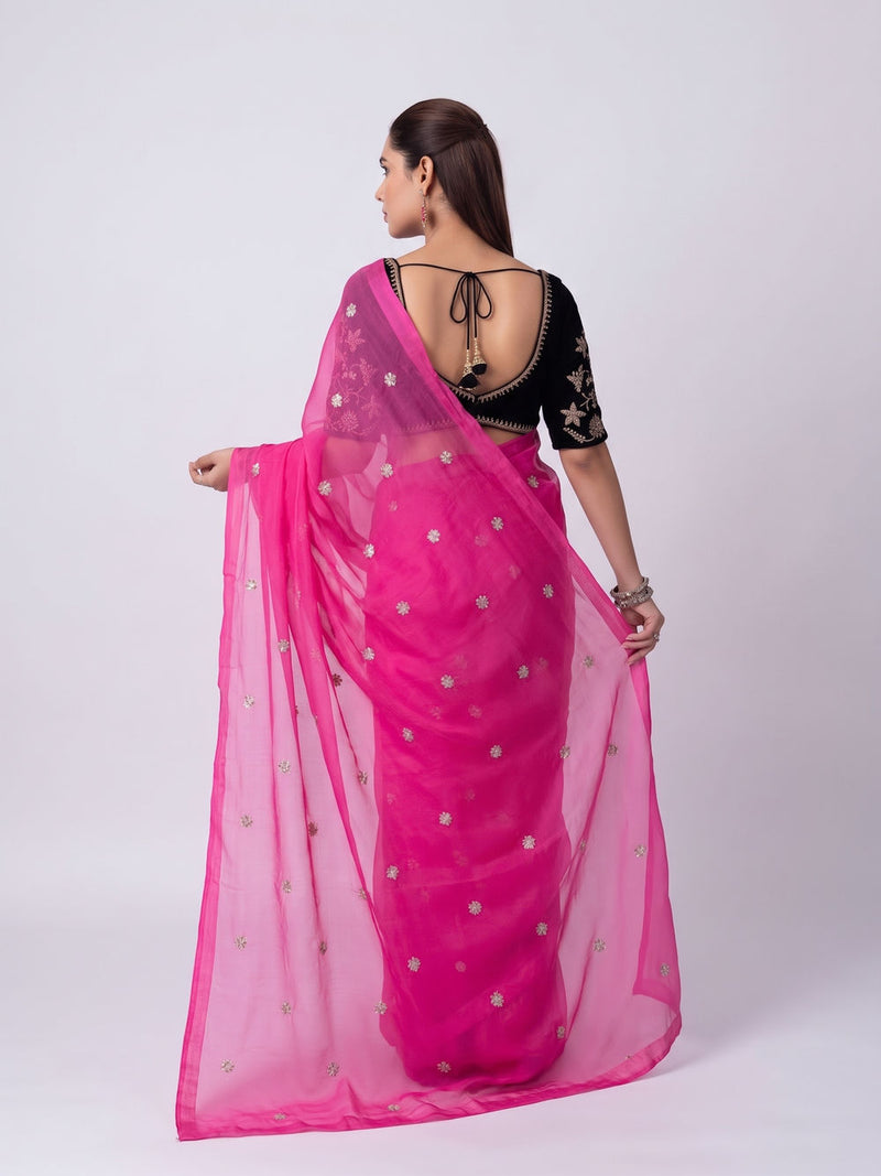 Naqsh Saree silk organza saree by Shades of India in pink for women Worldwide