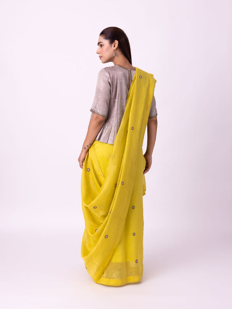 Iraaya Saree chanderi weave saree by Shades of India in yellow for women Worldwide