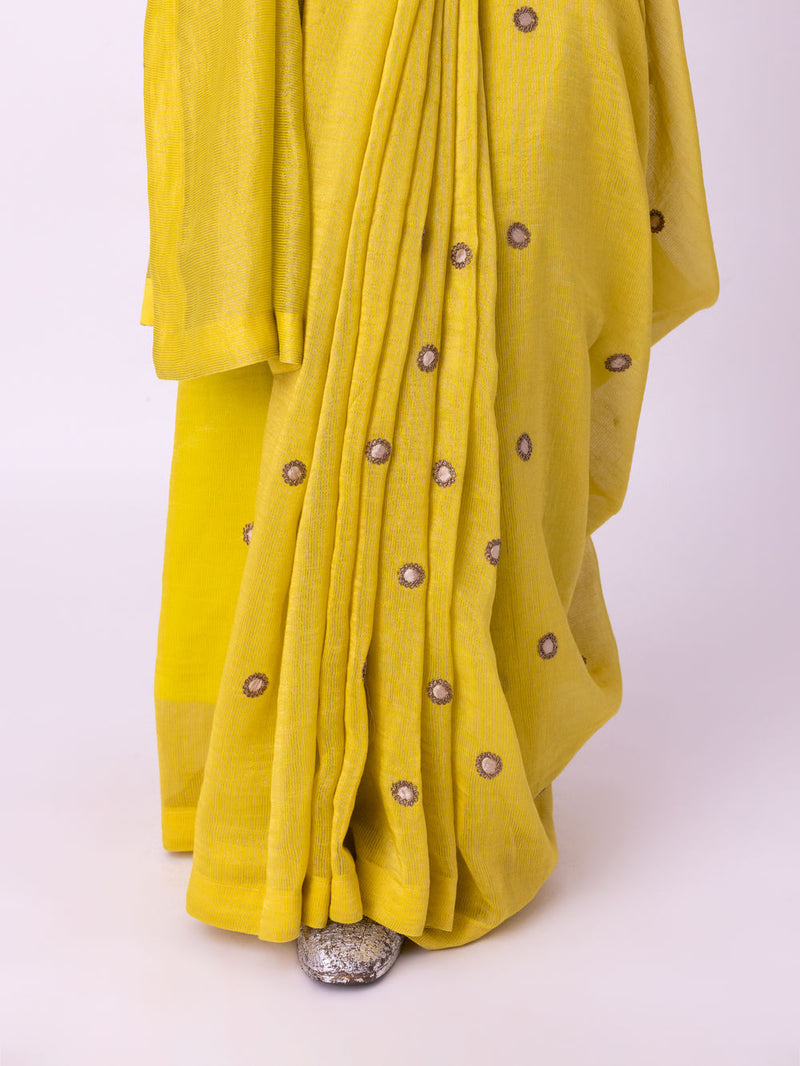 Iraaya Saree chanderi weave saree by Shades of India in yellow for women Worldwide