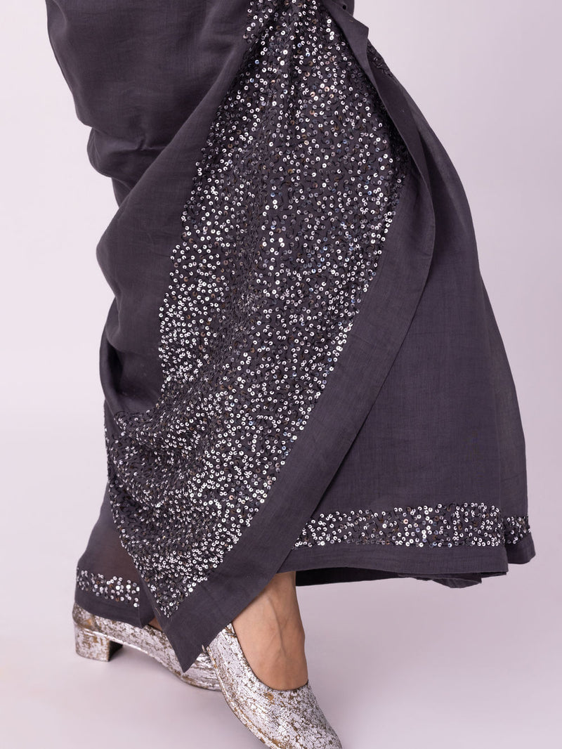 Chamak Saree chanderi weave saree by Shades of India in black for women Worldwide