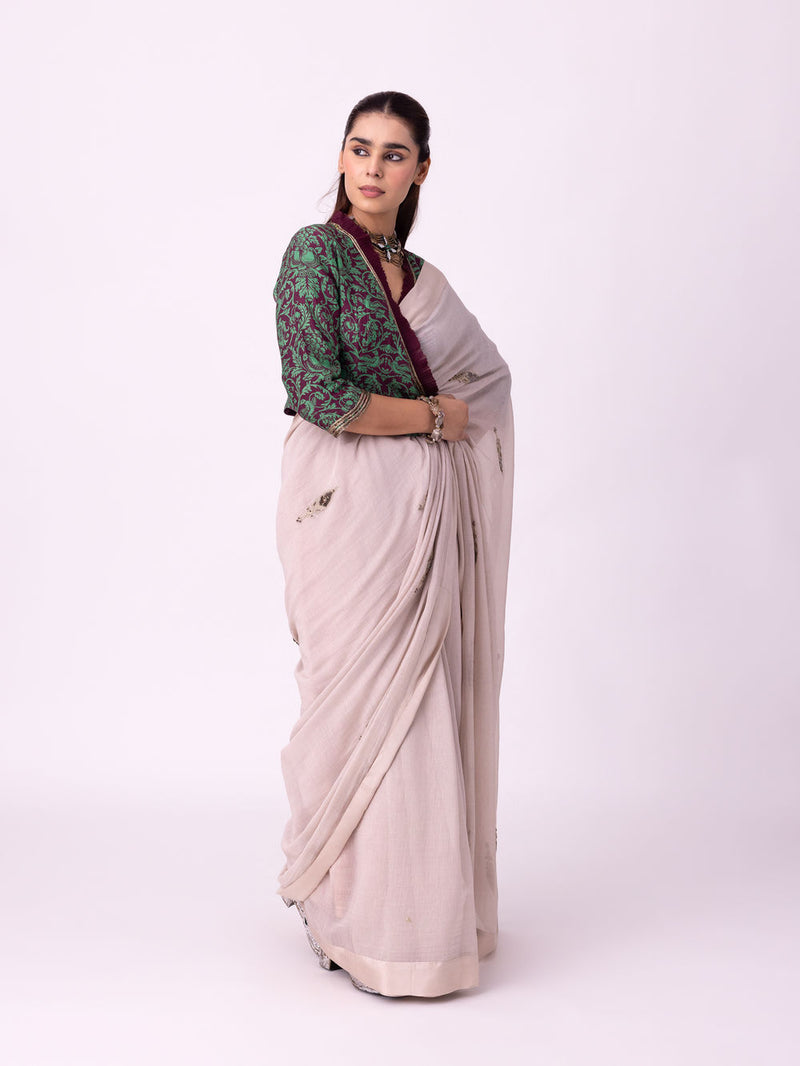 Avani Saree chanderi weave saree by Shades of India in beige for women Worldwide