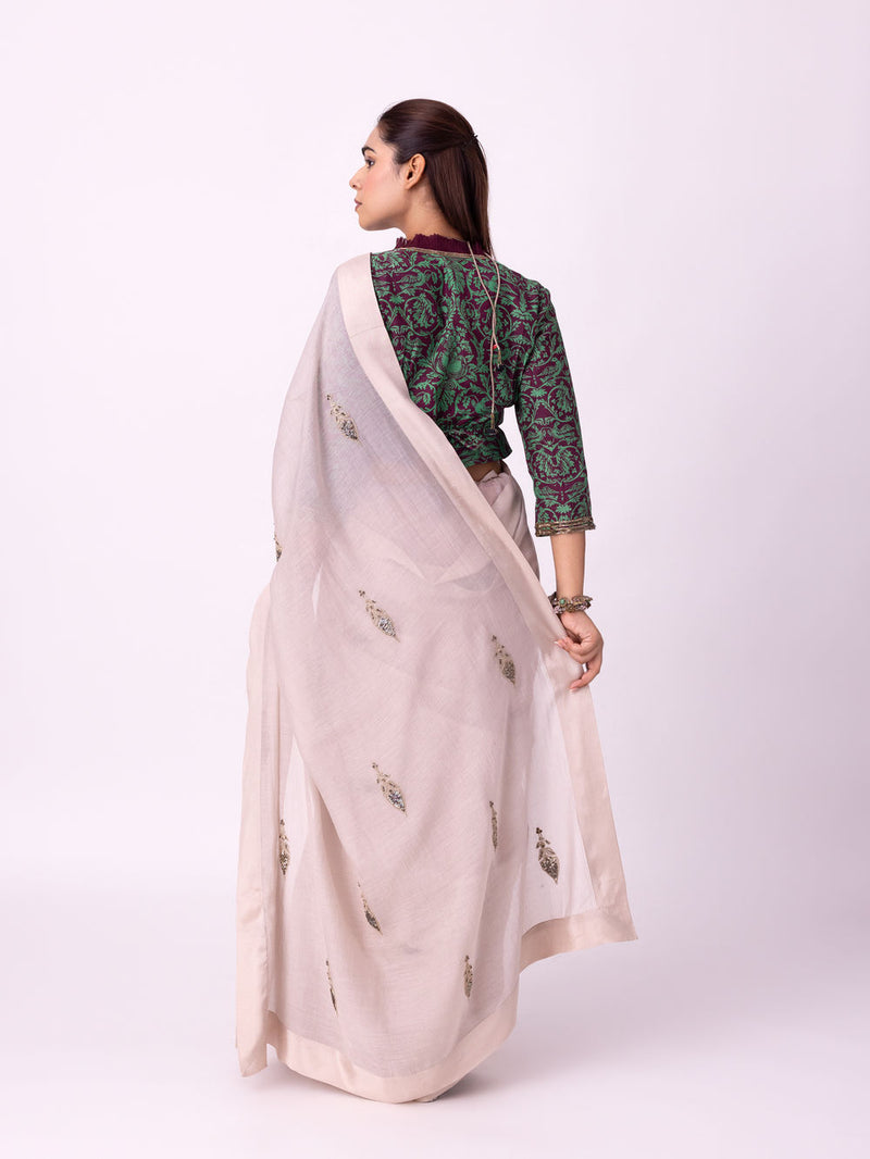 Avani Saree chanderi weave saree by Shades of India in beige for women Worldwide