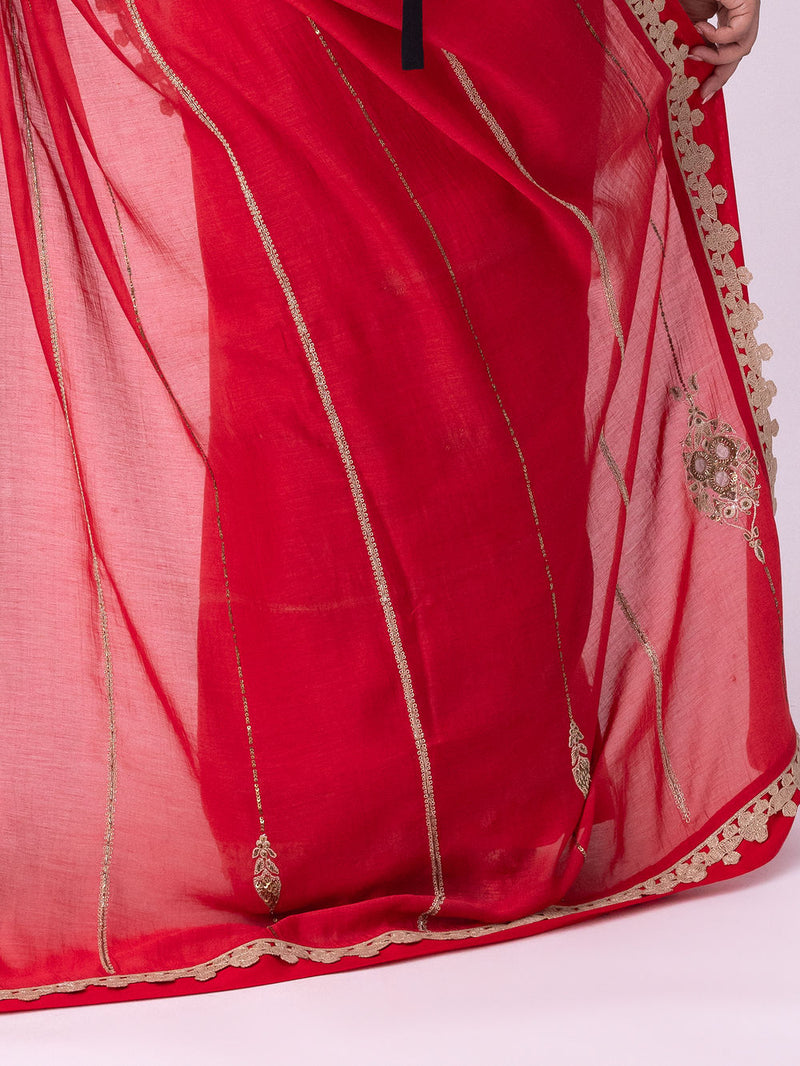 Mihika Saree chanderi weave saree by Shades of India in red for women Worldwide