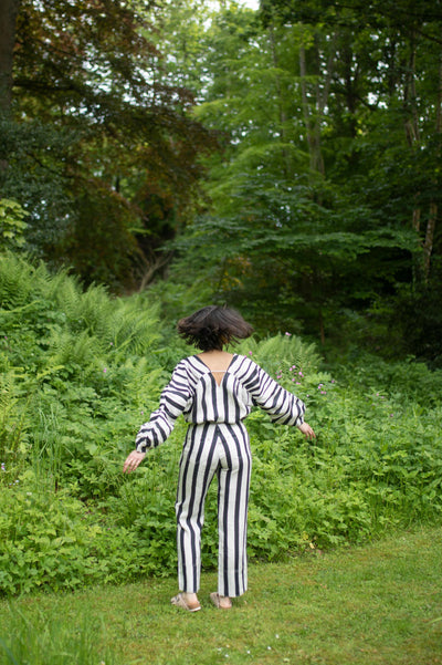 Sienna Top - Printed-Black Stripes