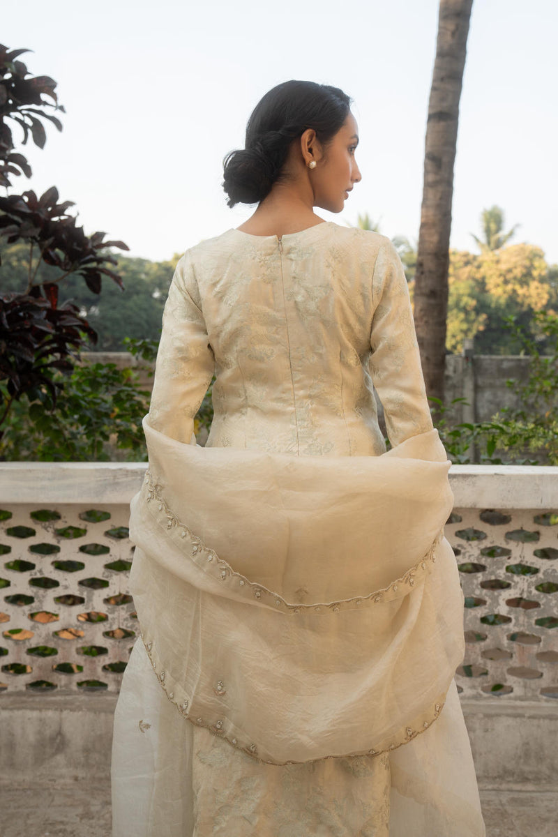 PH-3082 Kurta Pant set-Ivory by Paulmi & Harsh in ivory color for women Worldwide