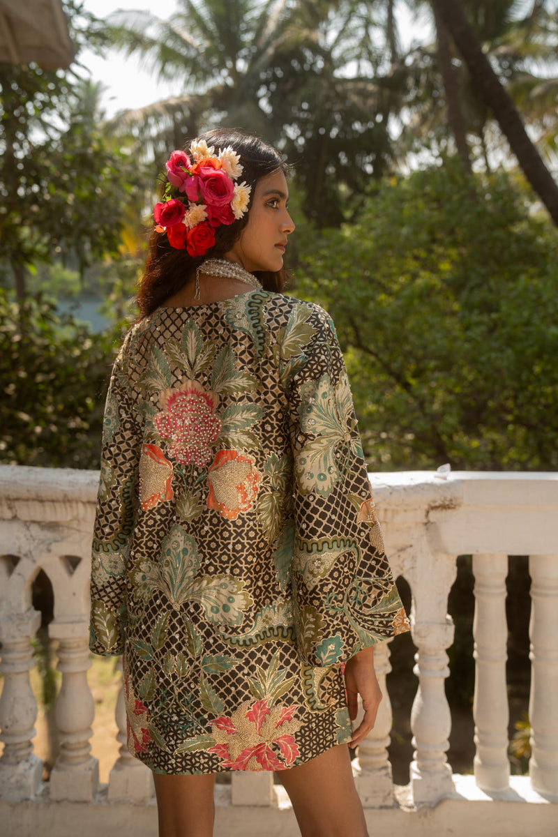 PH-3093 Dress-Black silk by Paulmi & Harsh in black color for women Worldwide