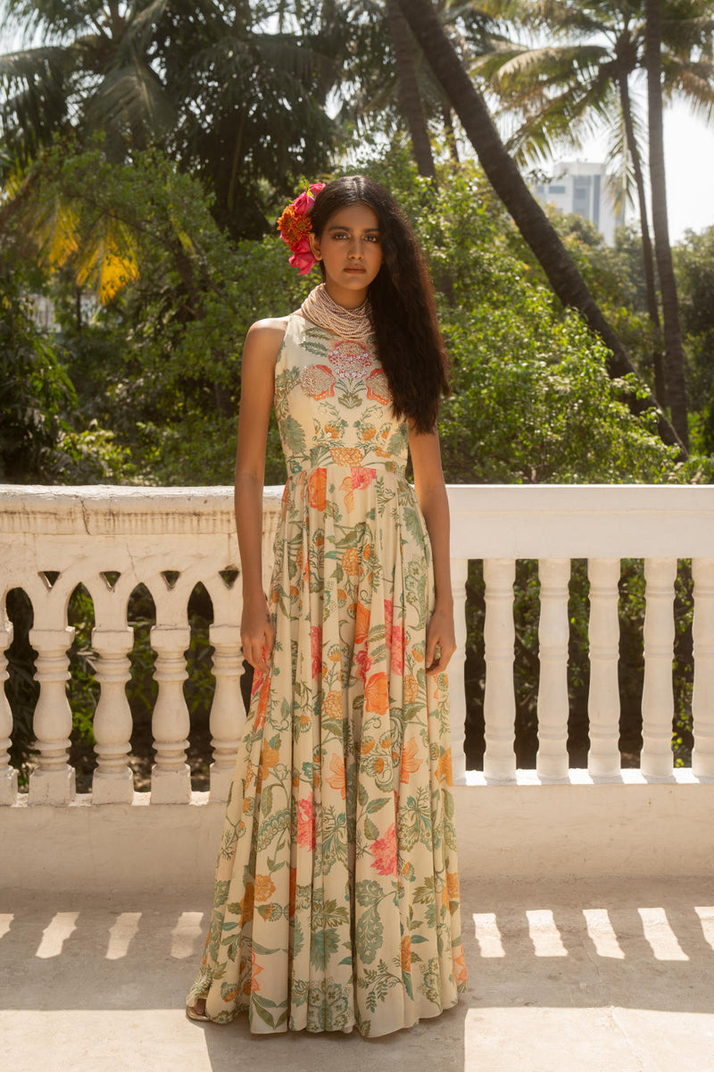 PH-3095 Jumpsuit-Ivory by Paulmi & Harsh in ivory color for women Worldwide