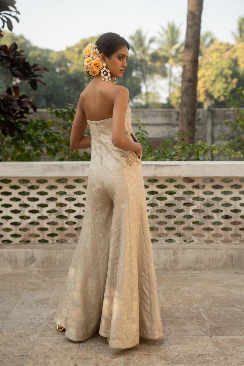 PH-3096 Jumpsuit-Ivory by Paulmi & Harsh in ivory color for women Worldwide