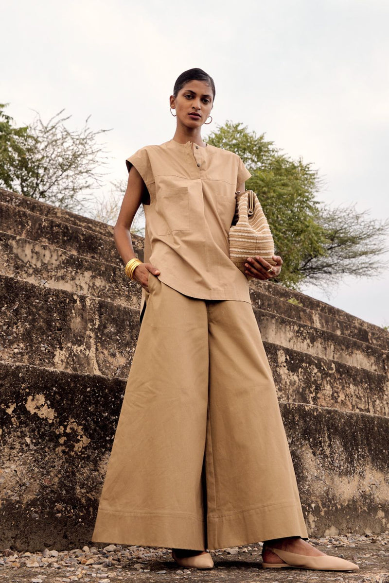 Wood rail co-ord set poplin by Khara Kapas for women Worldwide