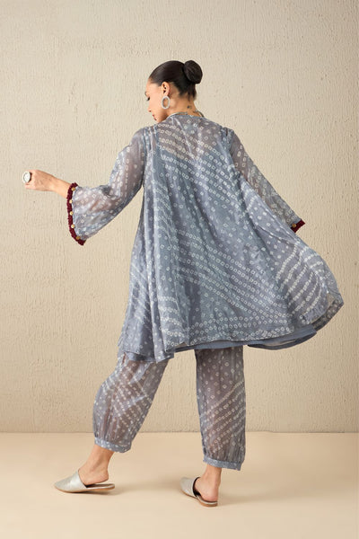 AFGHANI BANDHANI SET - Light Grey