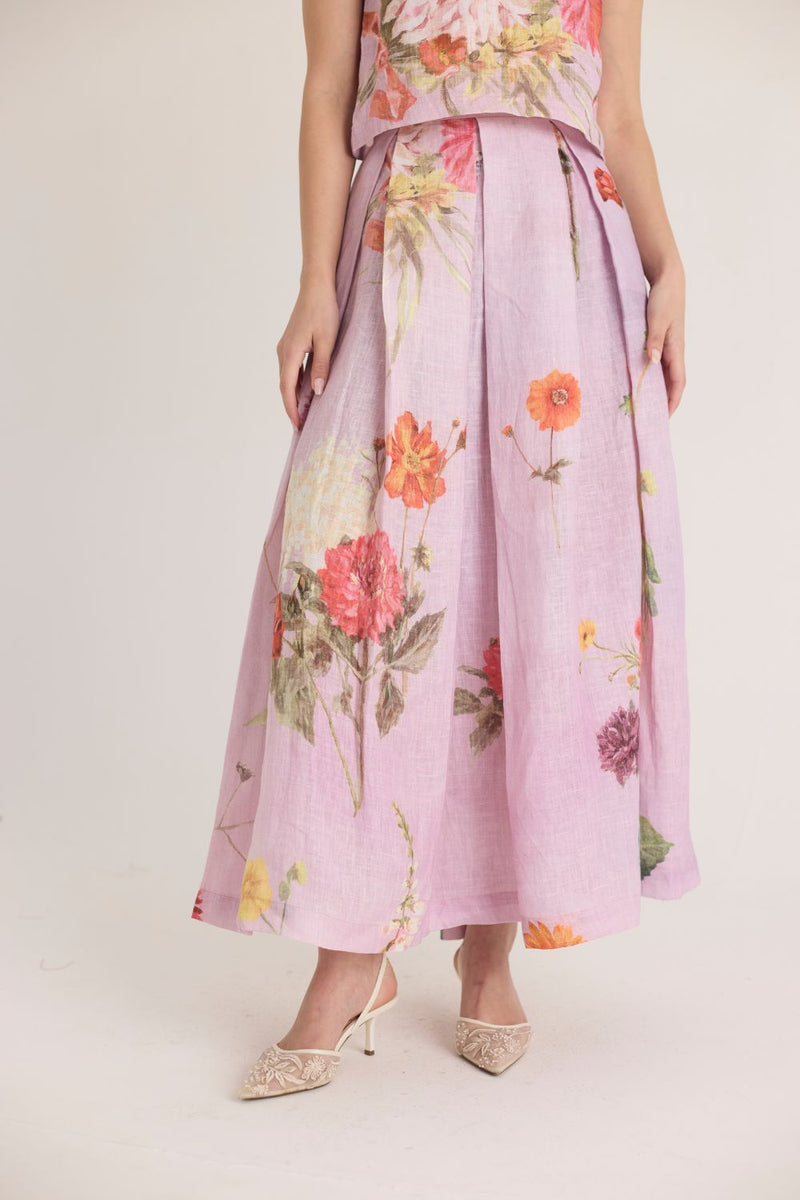 GIGGLE BERRY LINEN TOP & SKIRT SET by Yam for women Worldwide