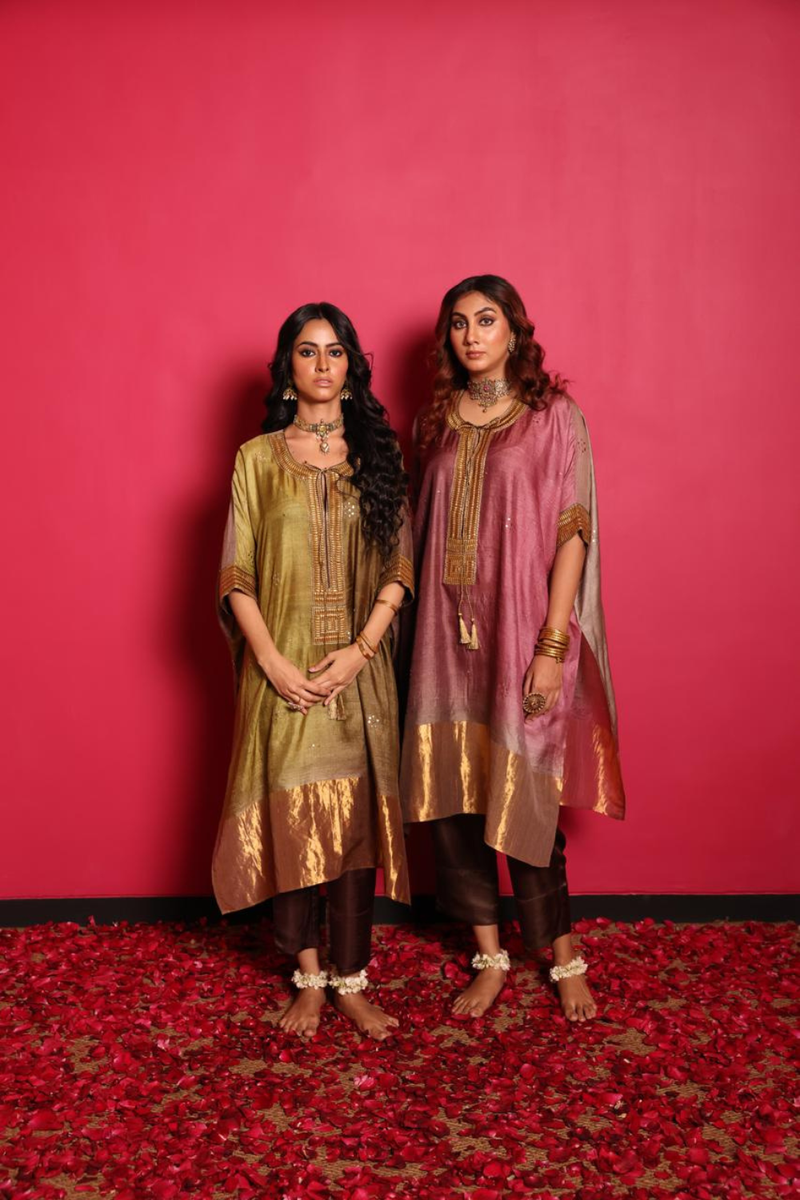 Tussore Silk shaded Baadla Kurta & Pant Set silk by Sabo by Sabina for women Worldwide