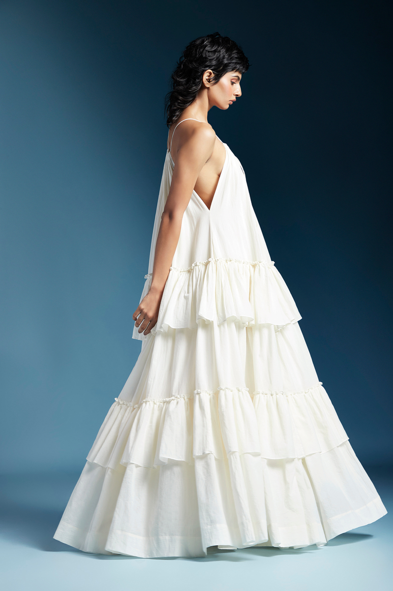 Akari Dress-White cotton by Chola in white color for women Worldwide