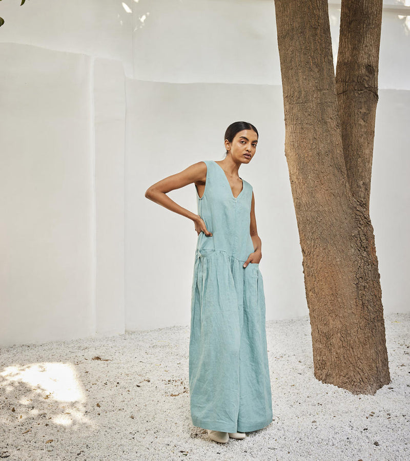 Morning sky jumpsuit Dress by Khara Kapas in blue for women Worldwide