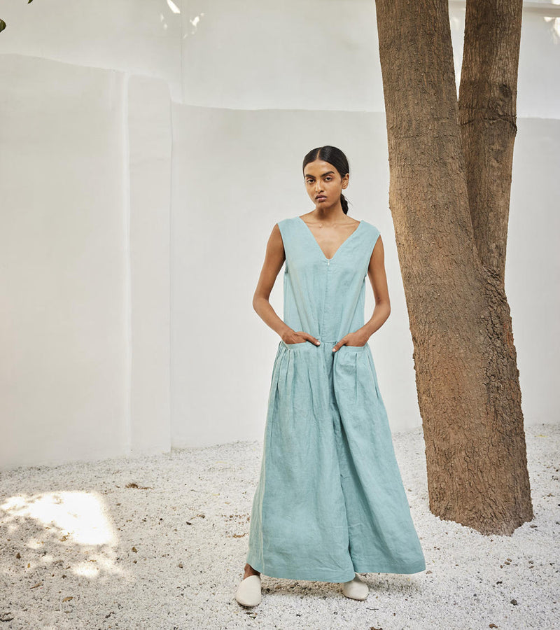 Morning sky jumpsuit Dress by Khara Kapas in blue for women Worldwide