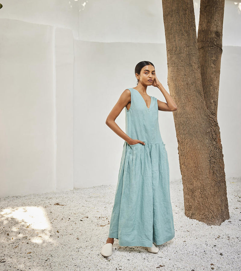 Morning sky jumpsuit Dress by Khara Kapas in blue for women Worldwide