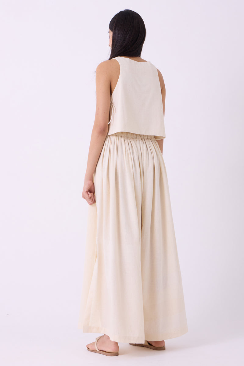 Takumi Off White Handwoven Pleated Pants handspun & handwoven cotton pant/trouser by The Summer House in off white for women Worldwide
