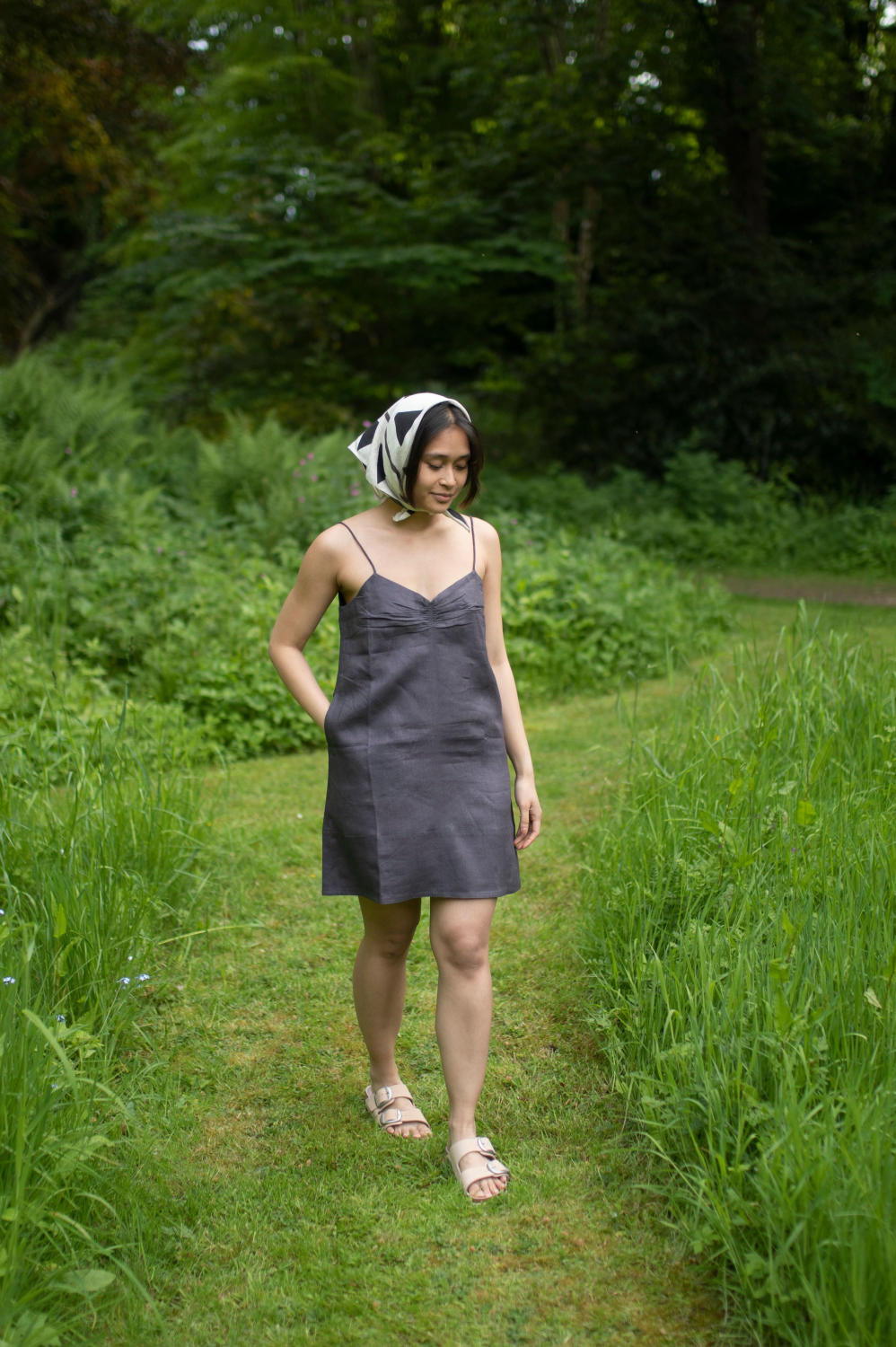 California Slip Dress -Charcoal