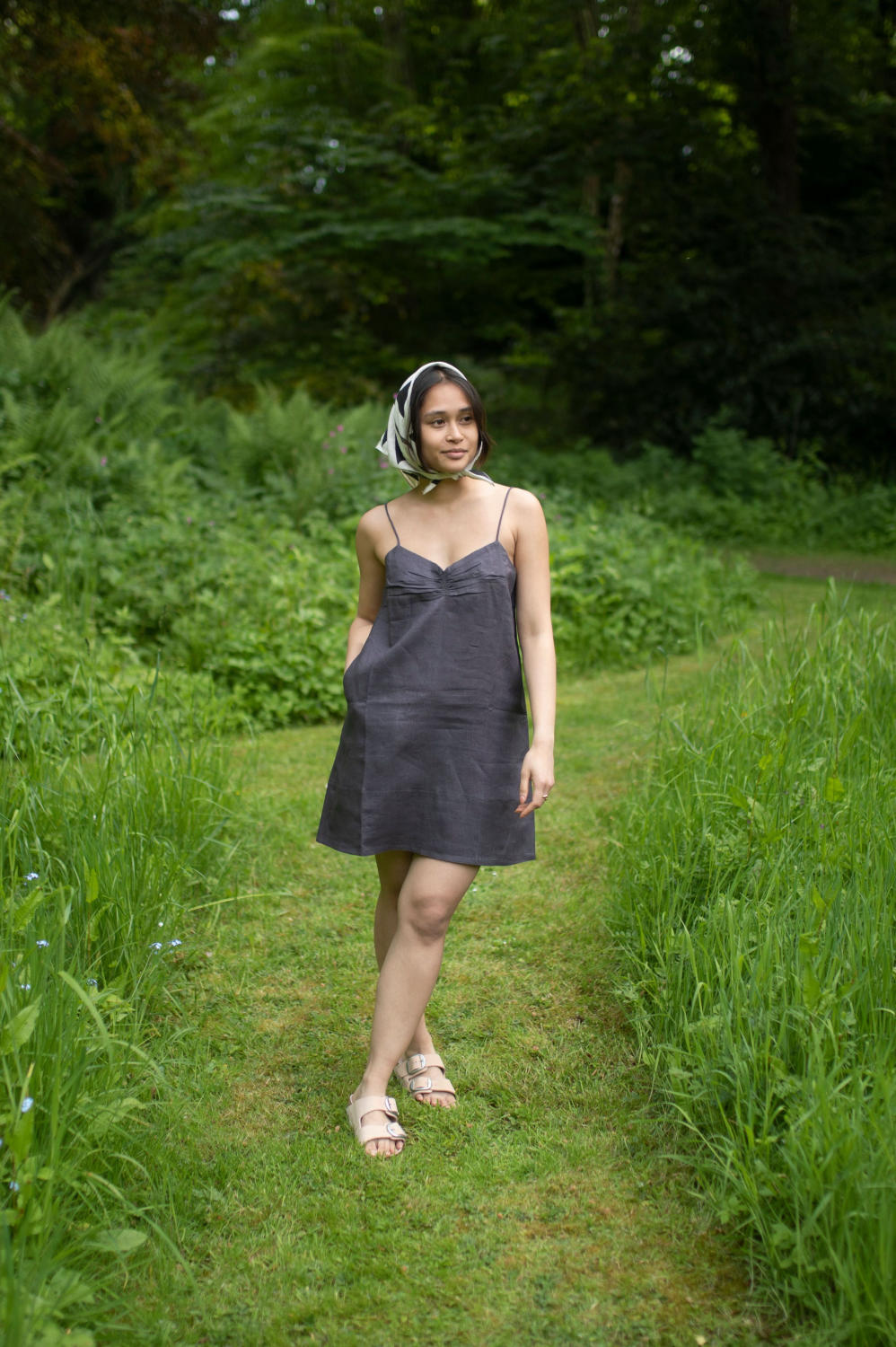 California Slip Dress -Charcoal